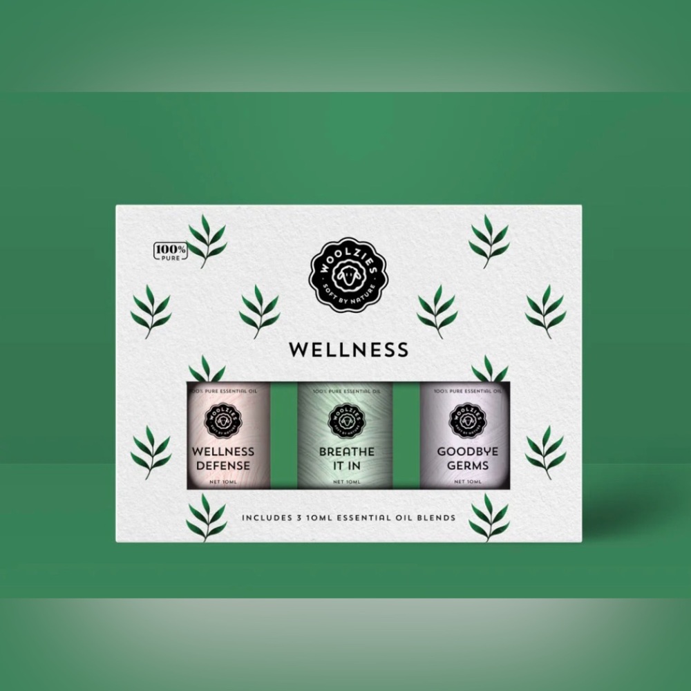 Woolzies WELLNESS 100% Pure Essential Oil Set Defense Breathe Germs